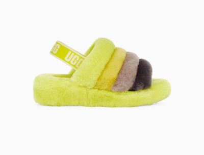 UGG Fluff Yeah Slides for Womens - Green Multicolor India